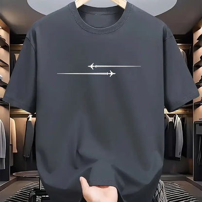 Pattern Printed Comfortable Sports Round Neck T-shirt