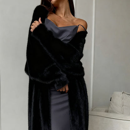 Women's Furry Long Cardigan - Slouchy Open Front Duster Coat, Fuzzy Cozy Layer