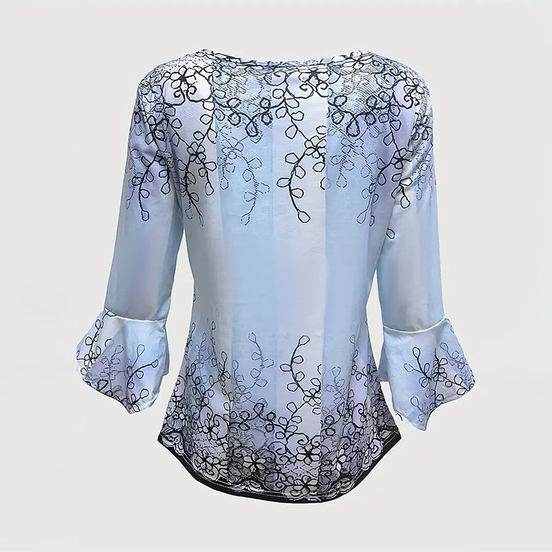 Women's V Neck 3 4 Sleeve T Shirts Button Front Dressy Casual Tees Shirt Tunic Blouses