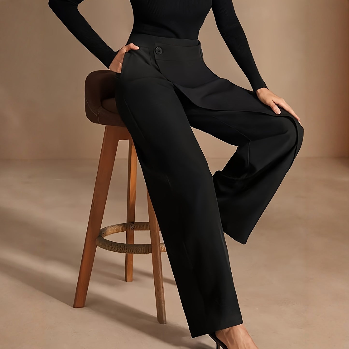 Asymmetrical Draping Suit-style High-waisted Slimming Casual Pants