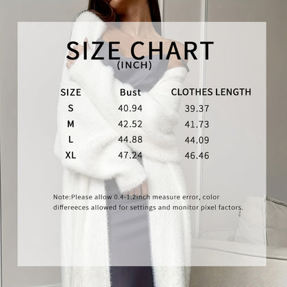 Women's Furry Long Cardigan - Slouchy Open Front Duster Coat, Fuzzy Cozy Layer
