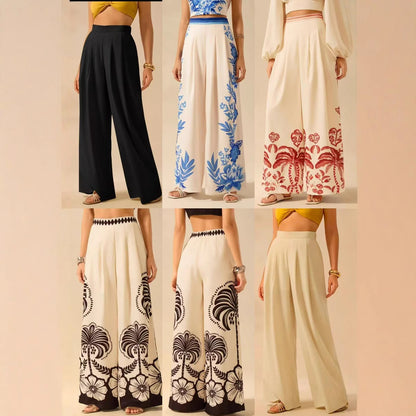 Women's Printed Casual Loose High-Waist Wide-Leg Pants