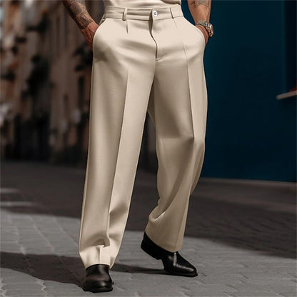 Men's Formal Wear Diagonal Pocket Straight Solid Color Breathable Outdoor Daily Outdoor Fashion Suit Pants