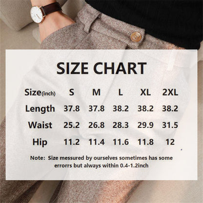 Women's Solid Color Wool-Like Tapered Trousers, Classic Ankle-Length Pants For Office And Formal Wear