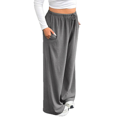 New Women's Drawstring-waist Straight-leg Casual Loose Pants