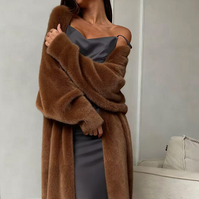 Women's Furry Long Cardigan - Slouchy Open Front Duster Coat, Fuzzy Cozy Layer