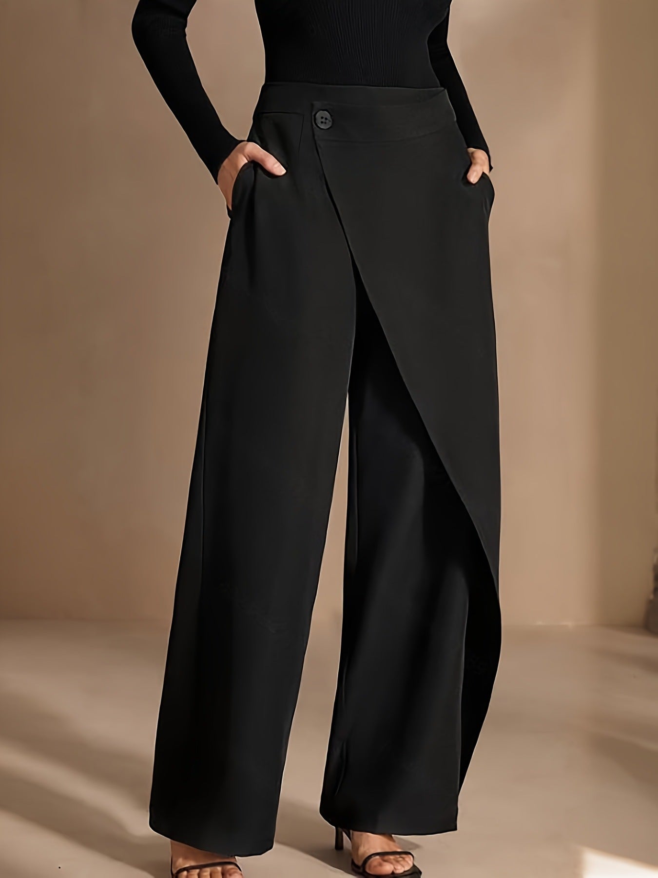 Asymmetrical Draping Suit-style High-waisted Slimming Casual Pants