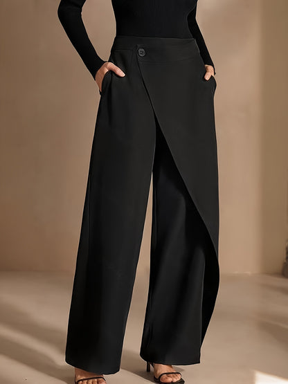 Asymmetrical Draping Suit-style High-waisted Slimming Casual Pants