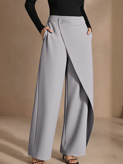 Asymmetrical Draping Suit-style High-waisted Slimming Casual Pants