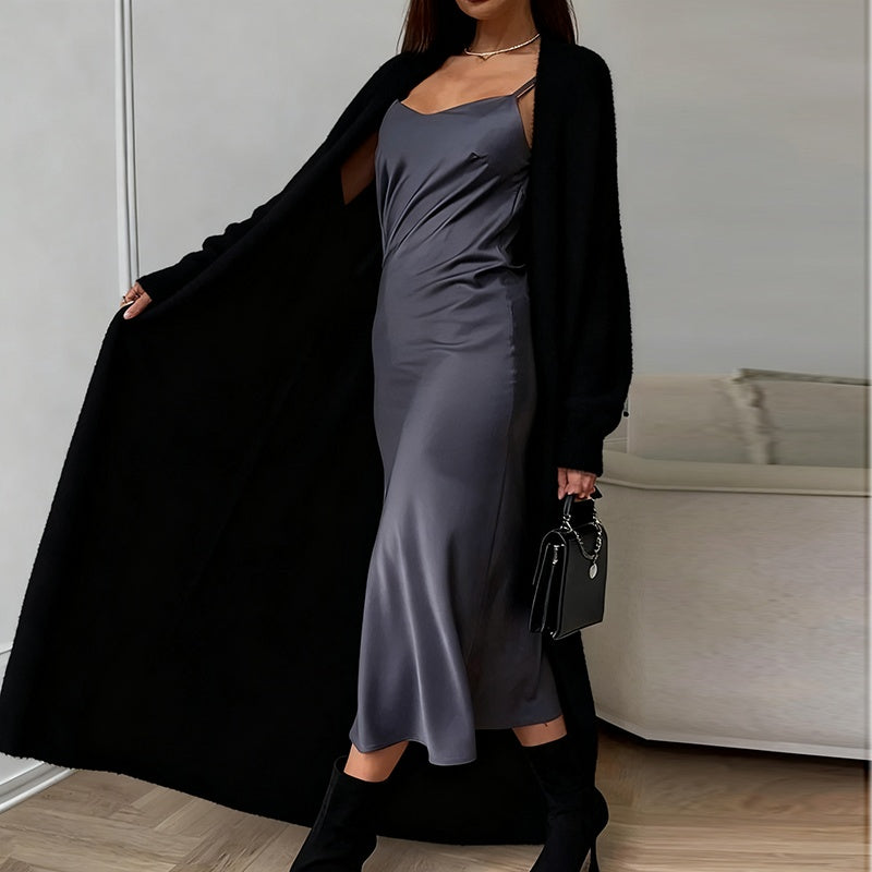 Women's Furry Long Cardigan - Slouchy Open Front Duster Coat, Fuzzy Cozy Layer