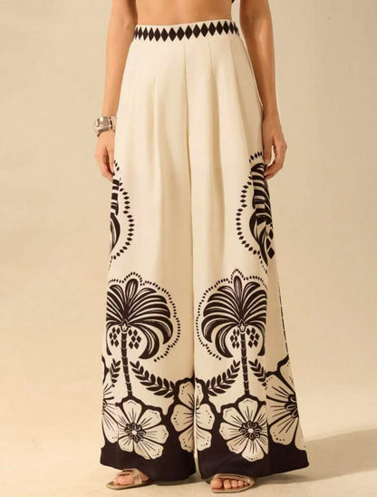Women's Printed Casual Loose High-Waist Wide-Leg Pants