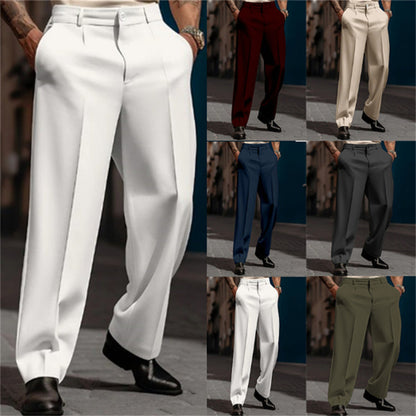 Men's Formal Wear Diagonal Pocket Straight Solid Color Breathable Outdoor Daily Outdoor Fashion Suit Pants
